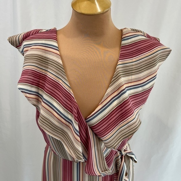 Leith Striped Ruffle Wrap Dress - Picture 2 of 8